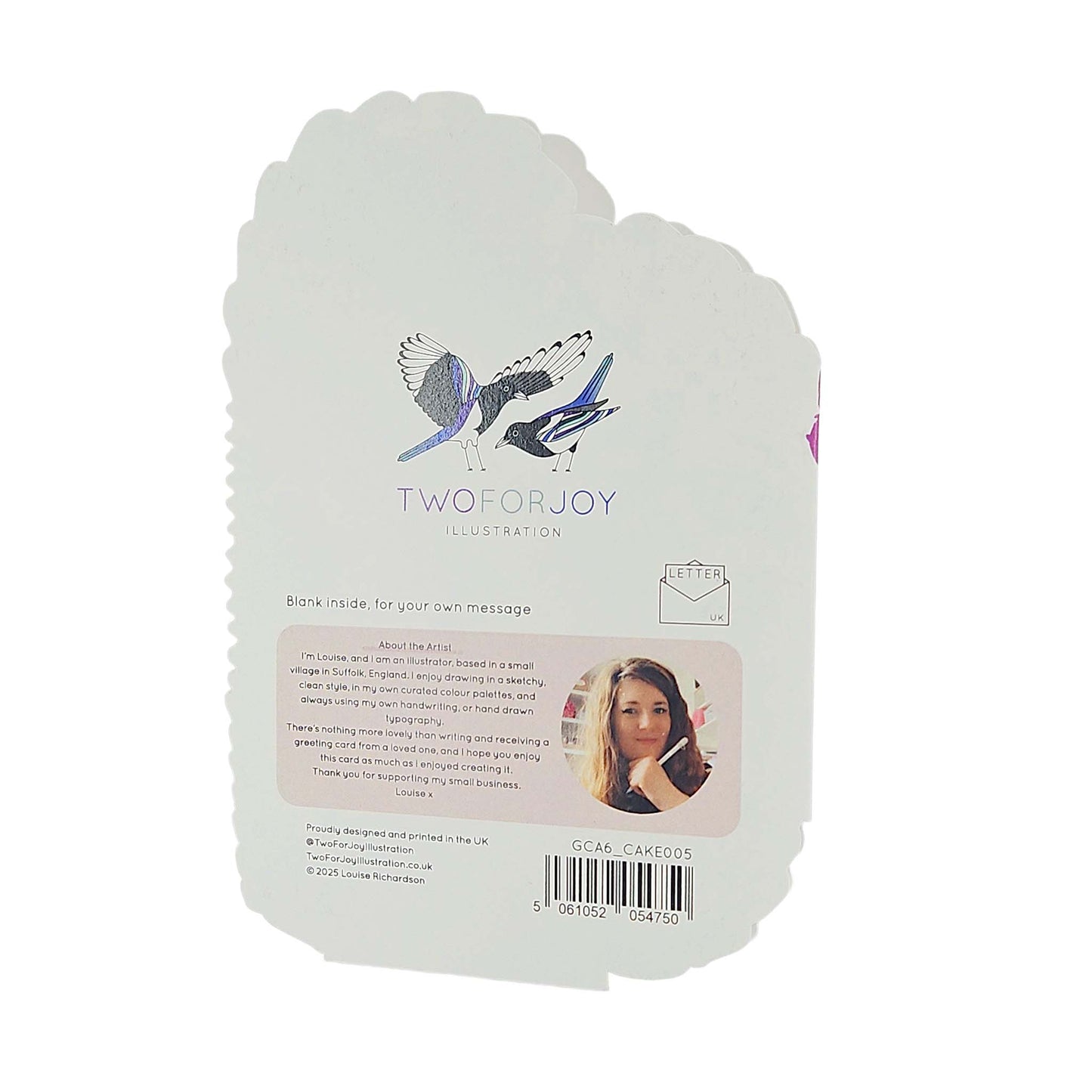 Twenty Something Silver Foiled Cutout Heart Cake Birthday Card
