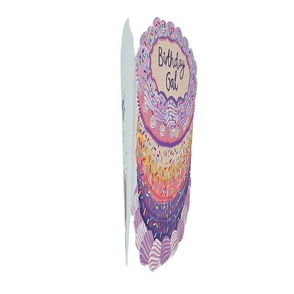 Birthday Gal Sprinkles Spot Varnish Cutout Cake Birthday Card