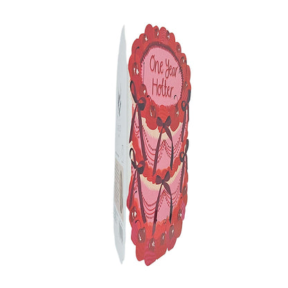 One Year Hotter Spot Varnish Cutout Cake Birthday Card