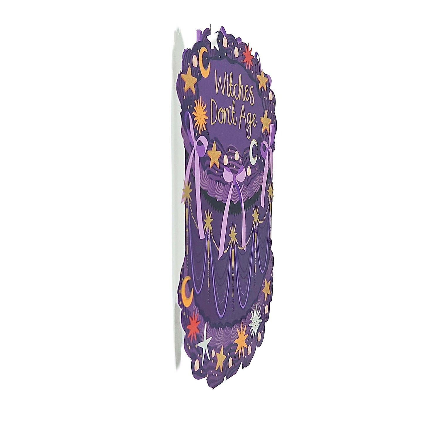 Witches Don't Age Gold Foiled Cutout Cake Birthday Card