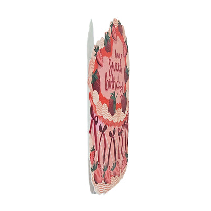 Sweet Birthday Strawberry Spot Varnish Cutout Heart Cake Birthday Card
