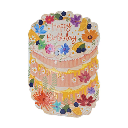 Happy Birthday Spot Varnish Cutout Cake Birthday Card