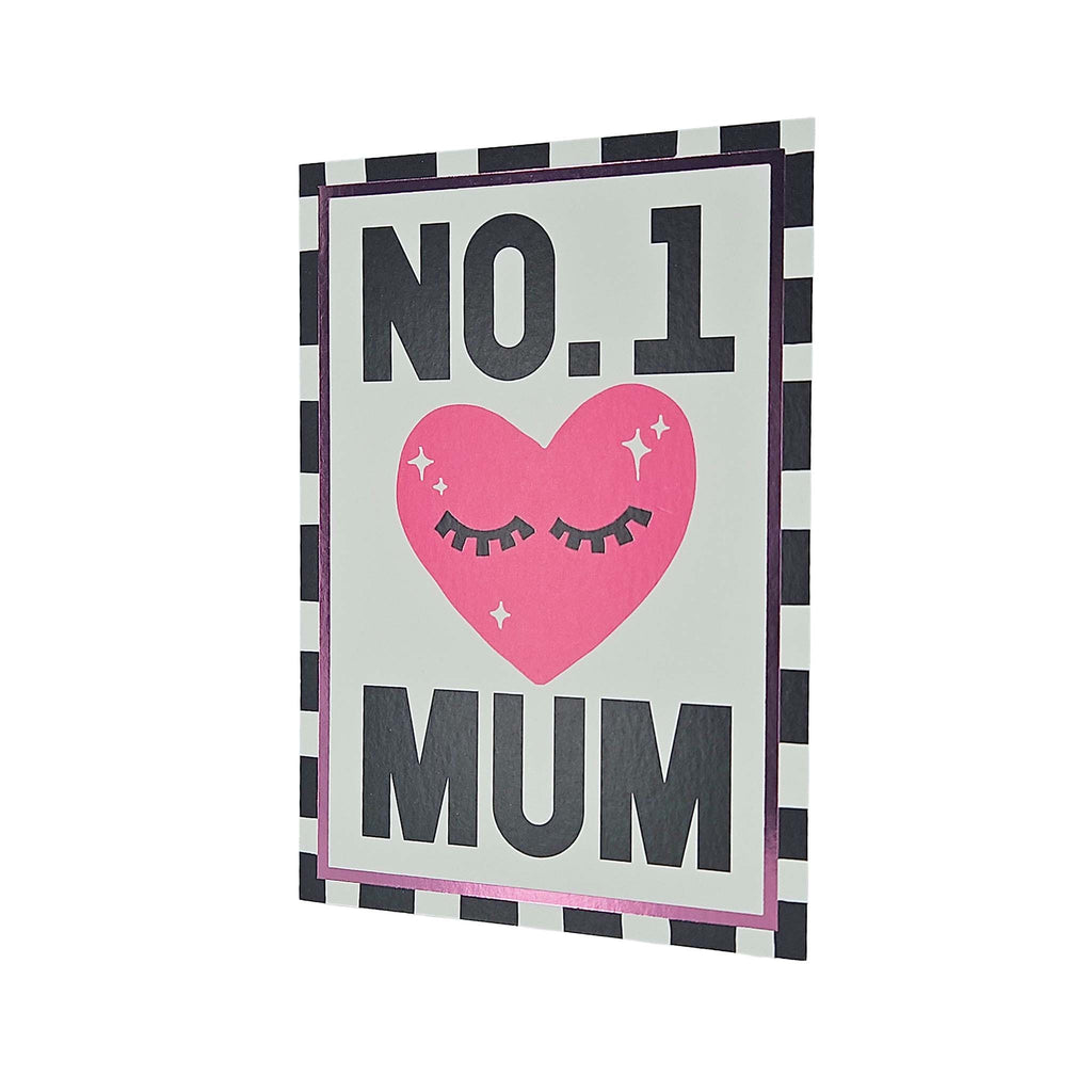 No.1 Mum Eyelash Heart Foiled Mother's Day Card