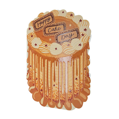Happy Cake Day Spot Varnish Cutout Caramel Cake Birthday Card