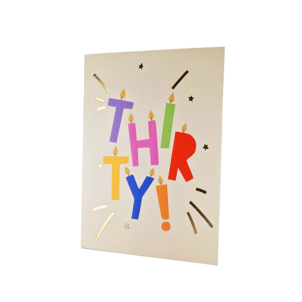 Gold Foiled Thirty! Letter Candles Birthday Card