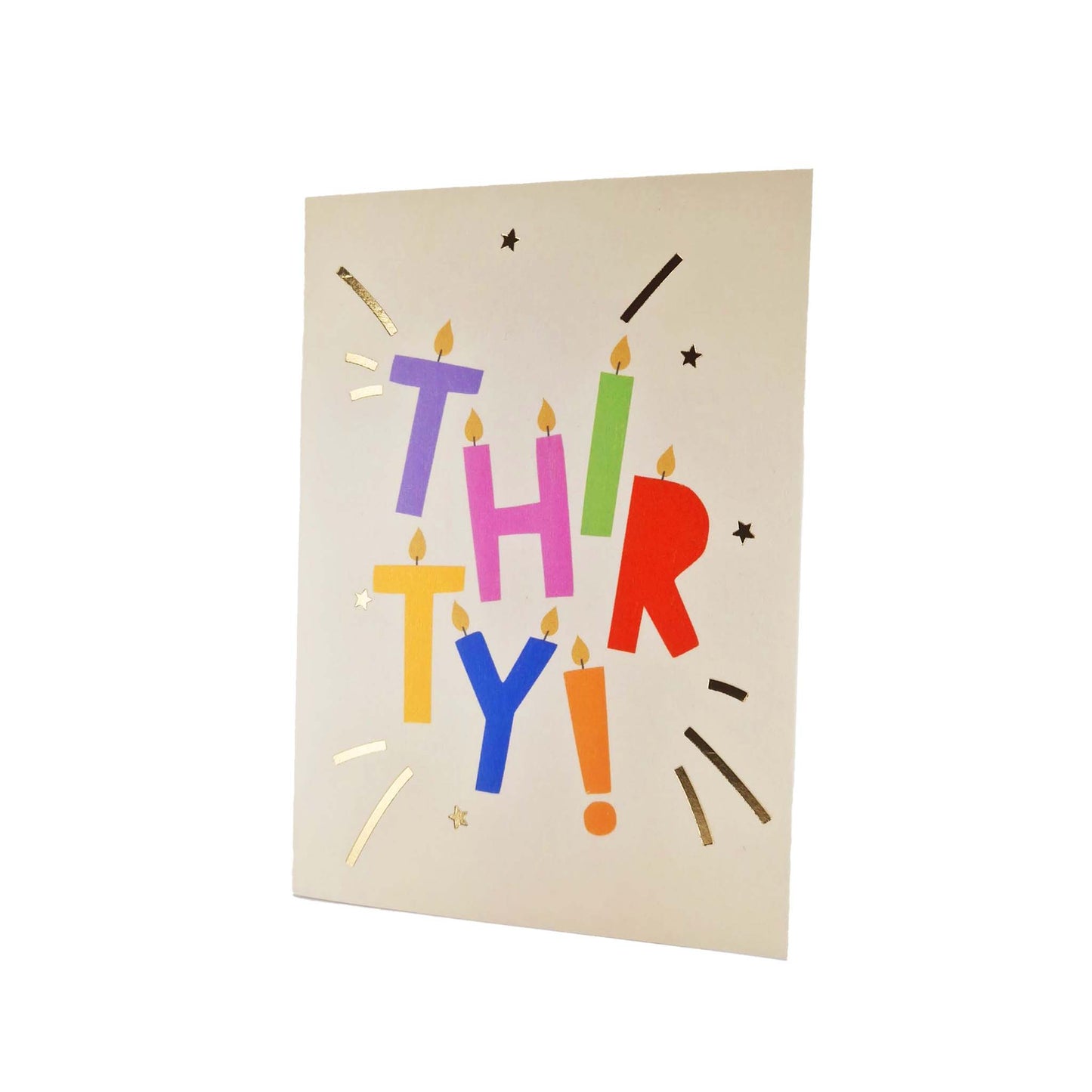 Gold Foiled Thirty! Letter Candles Birthday Card