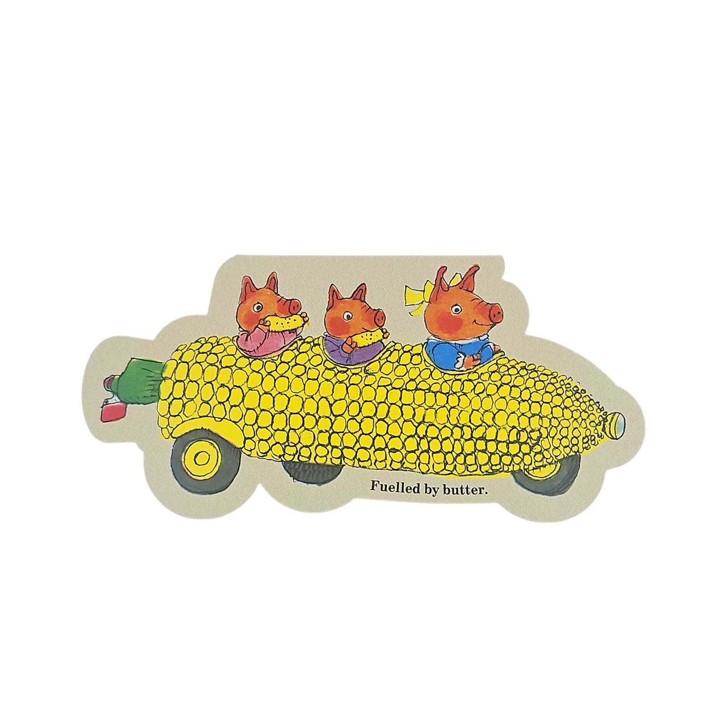 Corn on the Cob Pigs Car Richard Scarry Cutout Card