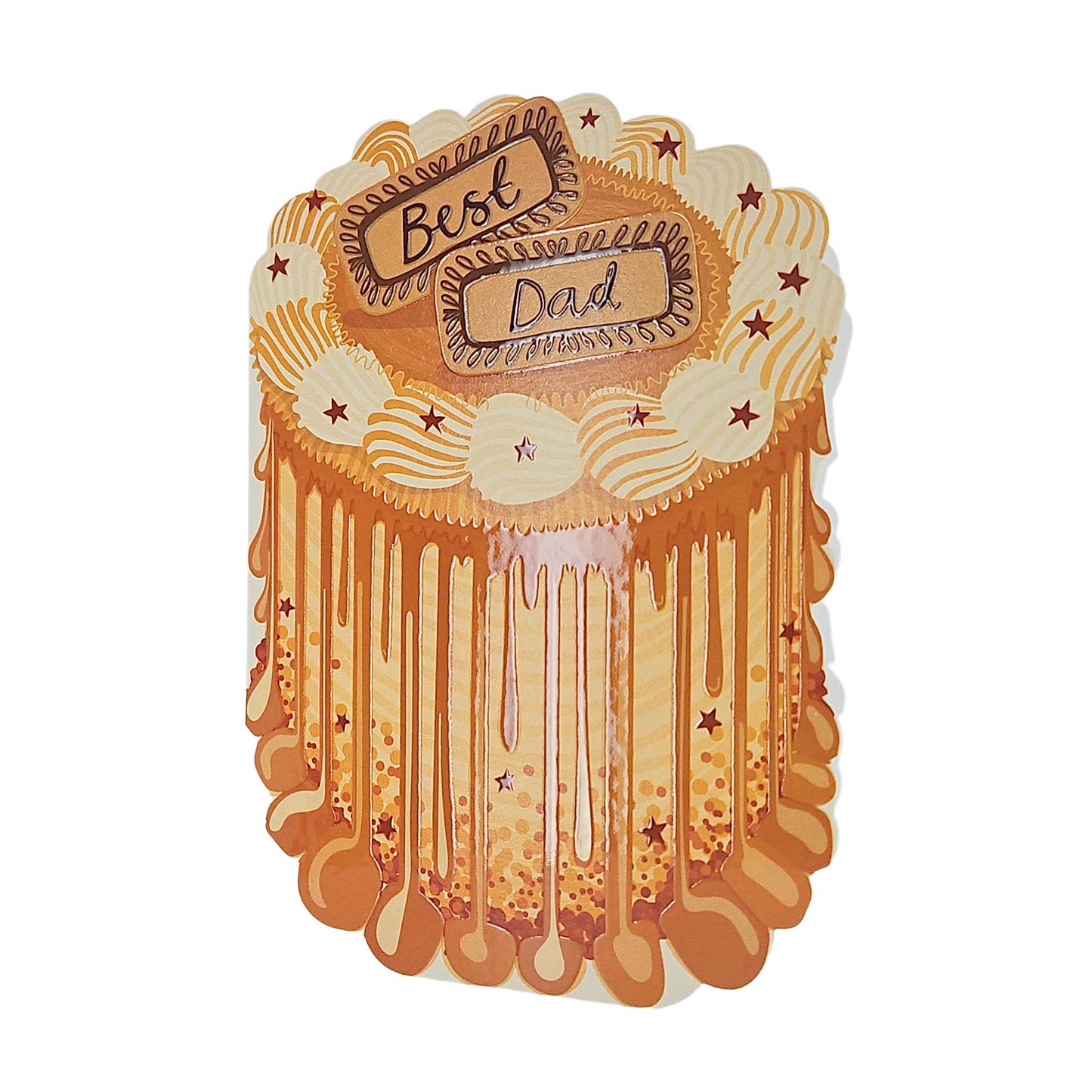 Best Dad Spot Varnish Cutout Caramel Cake Father's Day Card