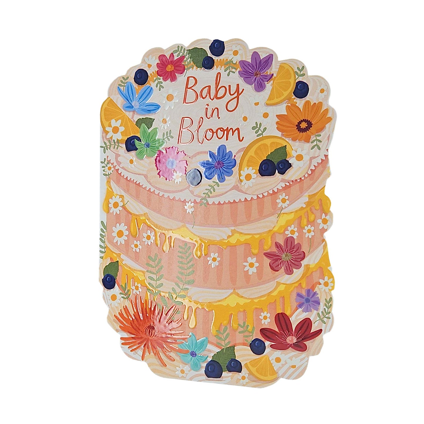 Baby in Bloom Spot Varnish Cutout Cake Pregnancy Card