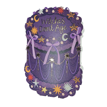 Witches Don't Age Gold Foiled Cutout Cake Birthday Card
