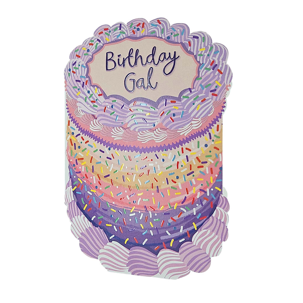 Birthday Gal Sprinkles Spot Varnish Cutout Cake Birthday Card