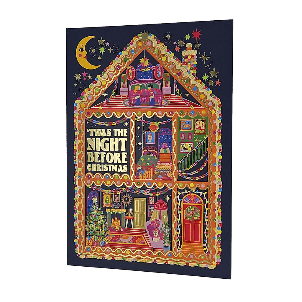Night Before Christmas House Gold Foiled Christmas Card