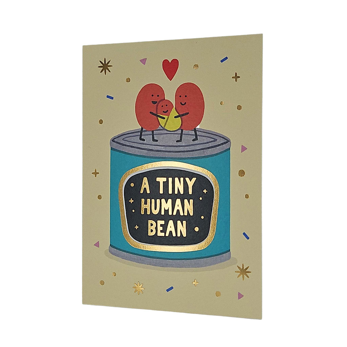 Tiny Human Bean Gold Foiled New Baby Card
