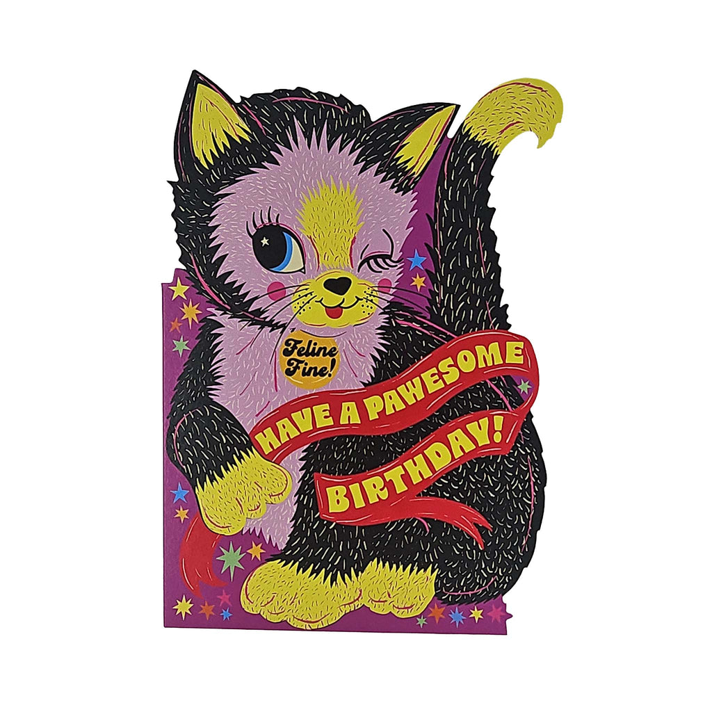 Pawesome Birthday Cat Cutout Birthday Card