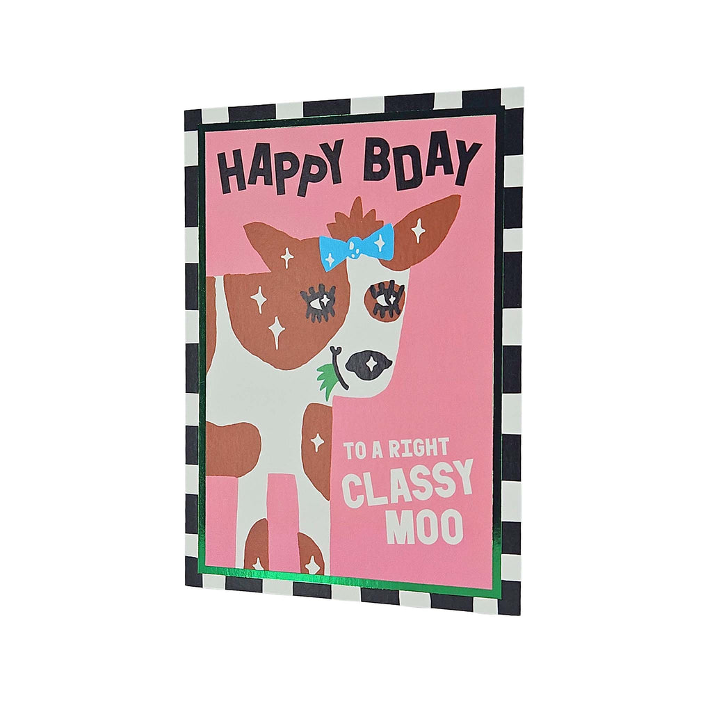Happy Birthday Classy Moo Cow Birthday Card