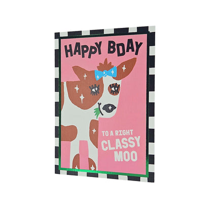Happy Birthday Classy Moo Cow Birthday Card