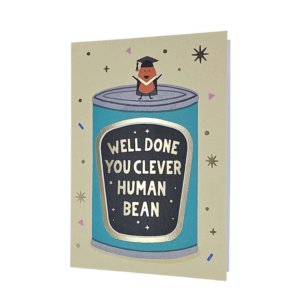 Clever Human Bean Gold Foiled Graduation Card
