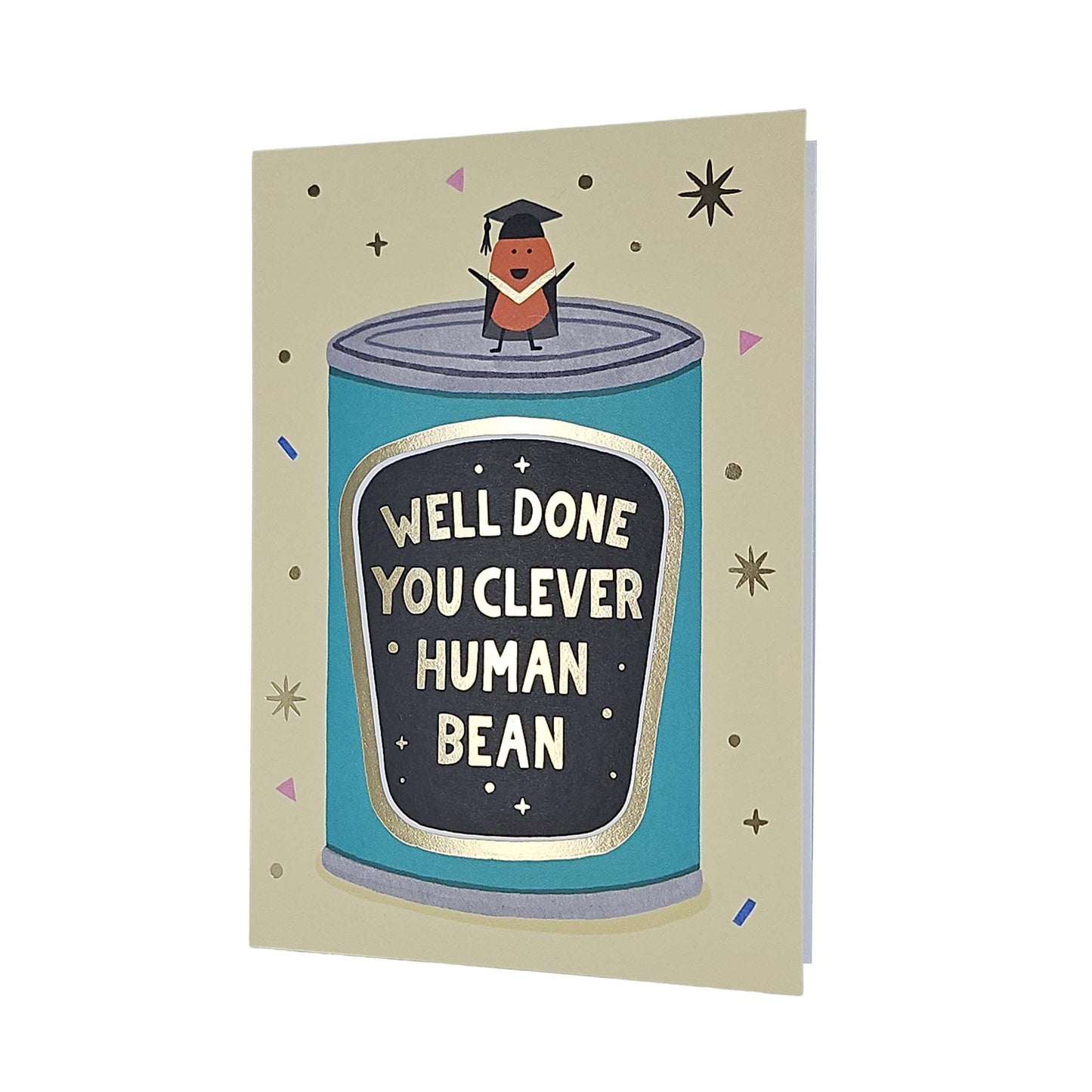 Clever Human Bean Gold Foiled Graduation Card