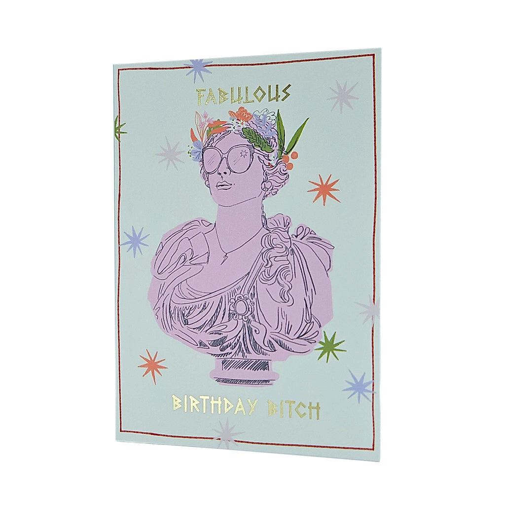 Fabulous Birthday Bitch Greek Goddess Gold Foiled Birthday Card