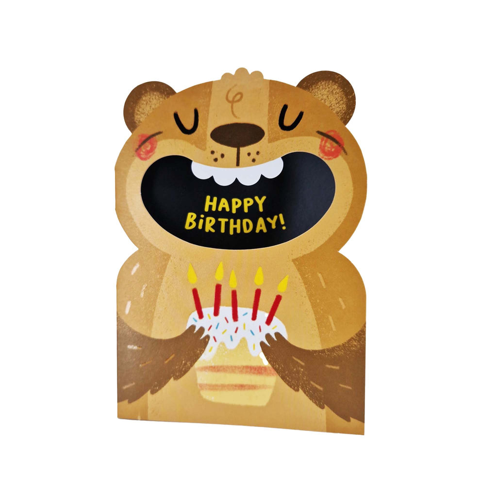 Big Mouthed Bear Die Cut Kids Birthday Card