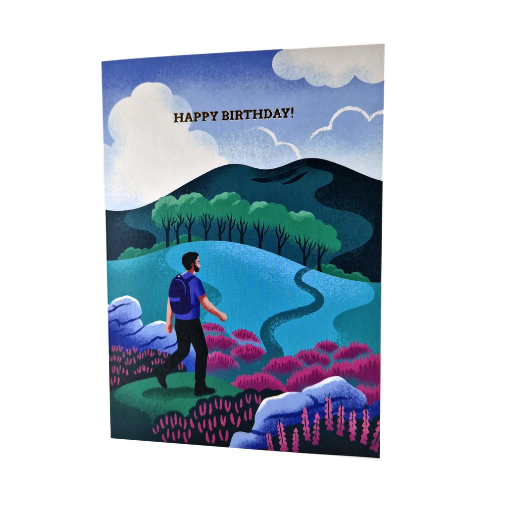 Happy Birthday Hiker Gold Foiled Birthday Card