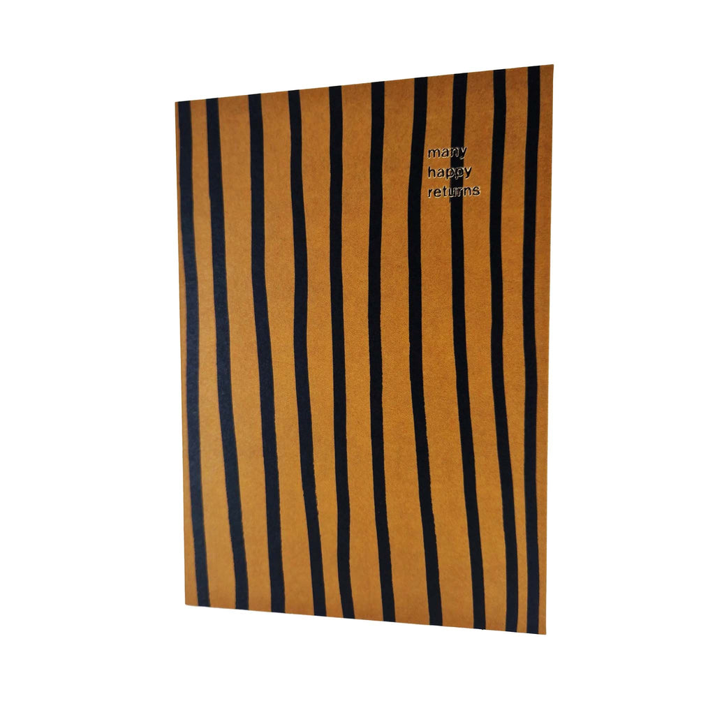 Many Happy Returns Stripes Gold Foiled Birthday Card