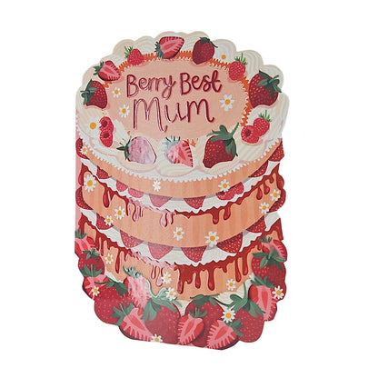 Berry Best Mum Spot Varnish Cutout Cake Mother's Day Card