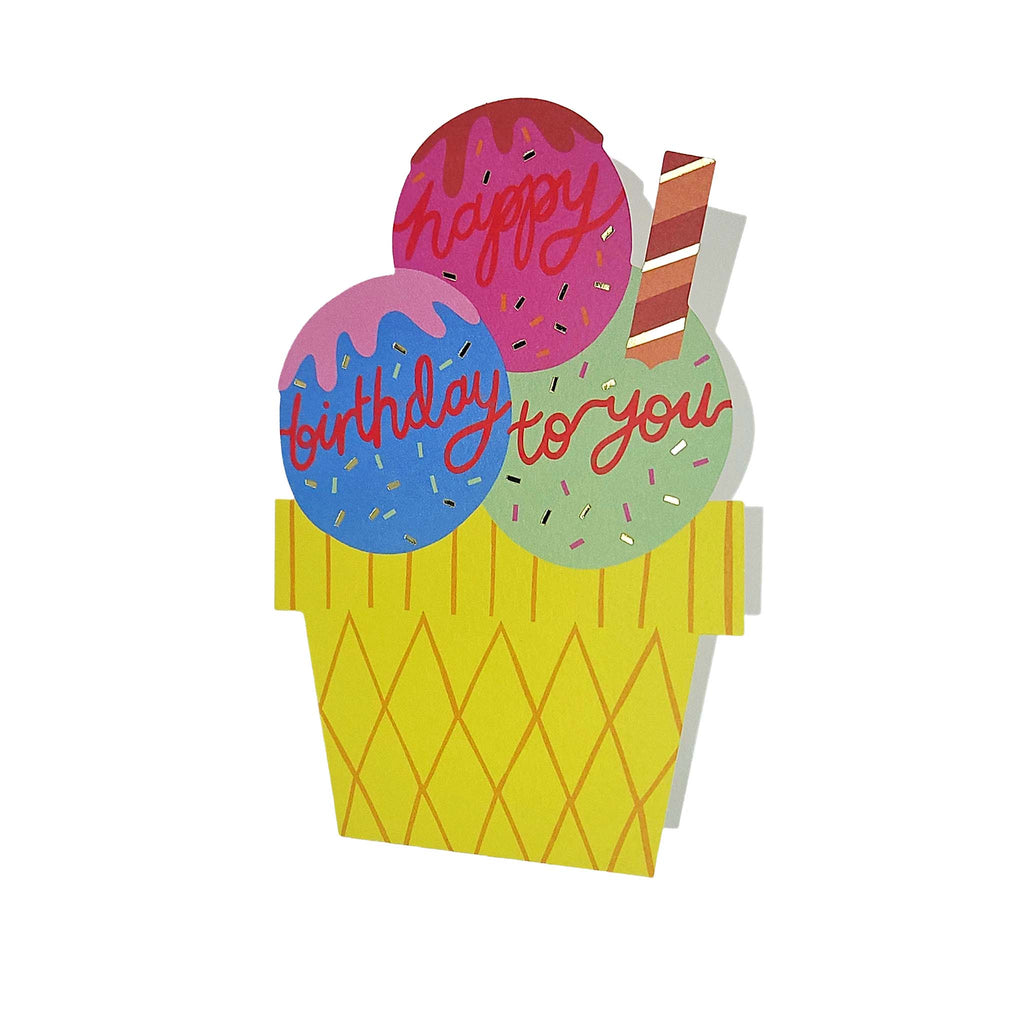 Happy Birthday To You Ice-cream Cutout Birthday Card