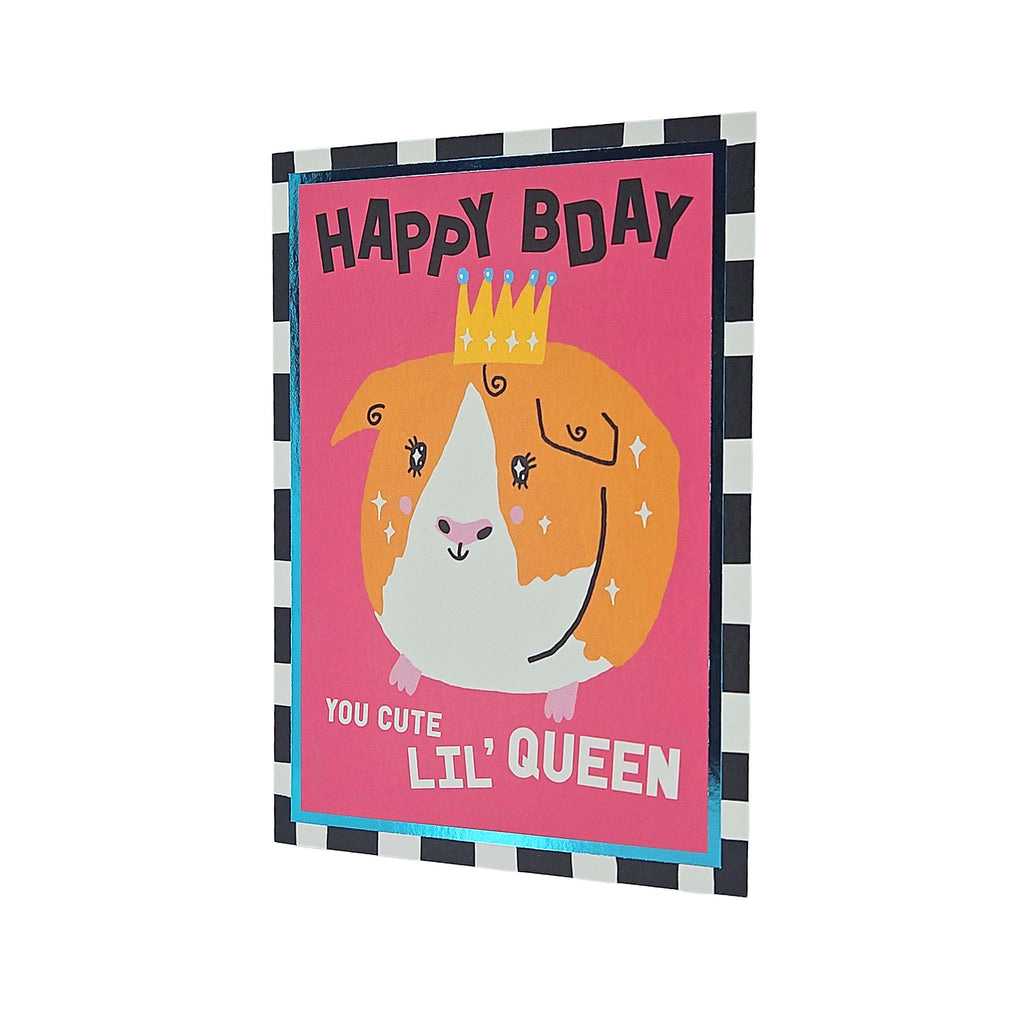 Happy Birthday Cute Lil Queen Guinea Pig Birthday Card
