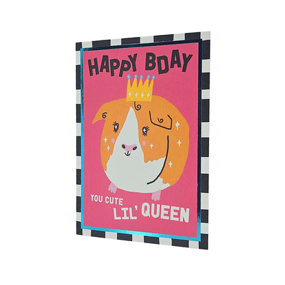 Happy Birthday Cute Lil Queen Guinea Pig Birthday Card