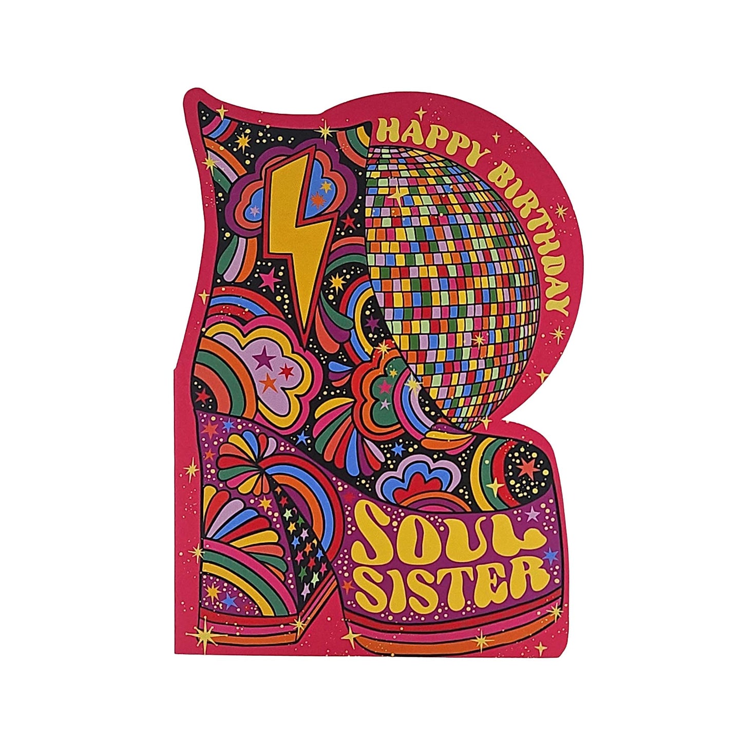 Soul Sister Disco Platform Boots Cutout Birthday Card
