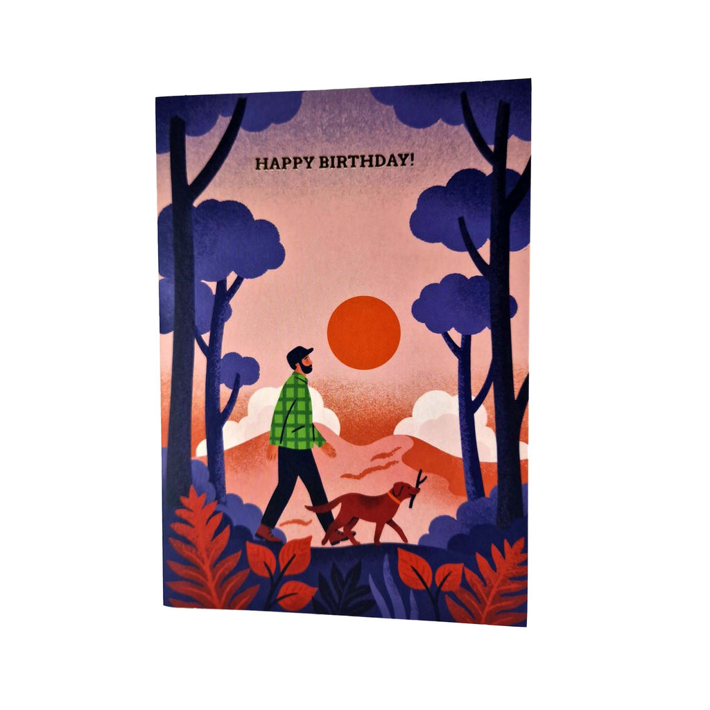 Happy Birthday Man and his Dog Gold Foiled Birthday Card