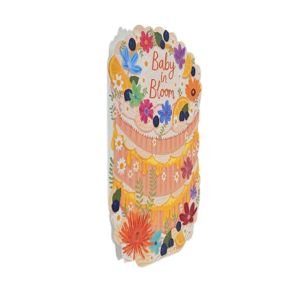 Baby in Bloom Spot Varnish Cutout Cake Pregnancy Card