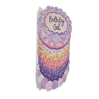 Birthday Gal Sprinkles Spot Varnish Cutout Cake Birthday Card