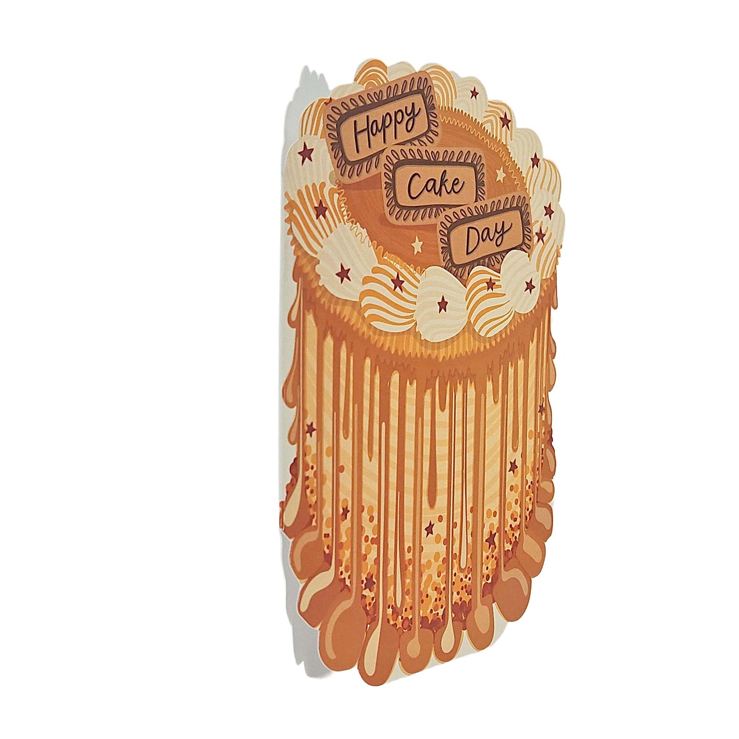 Happy Cake Day Spot Varnish Cutout Caramel Cake Birthday Card