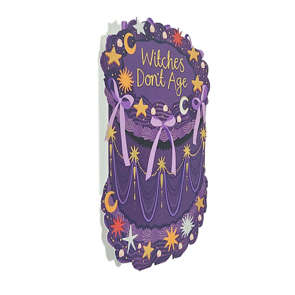 Witches Don't Age Gold Foiled Cutout Cake Birthday Card