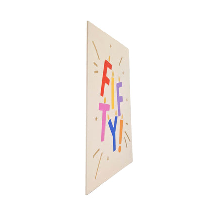 Gold Foiled Fifty! Letter Candles Birthday Card