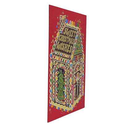 Sweet Christmas Wishes Gingerbread House Gold Foiled Christmas Card