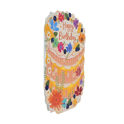 Happy Birthday Spot Varnish Cutout Cake Birthday Card