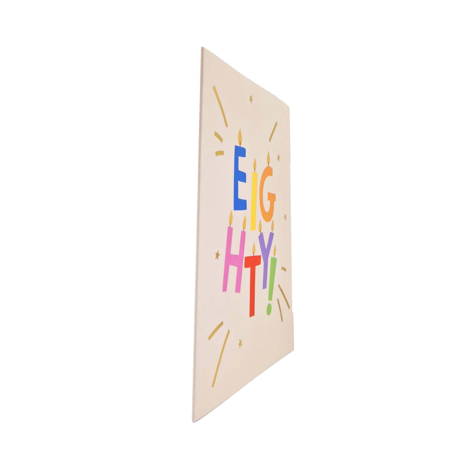 Gold Foiled Eighty! Letter Candles Birthday Card