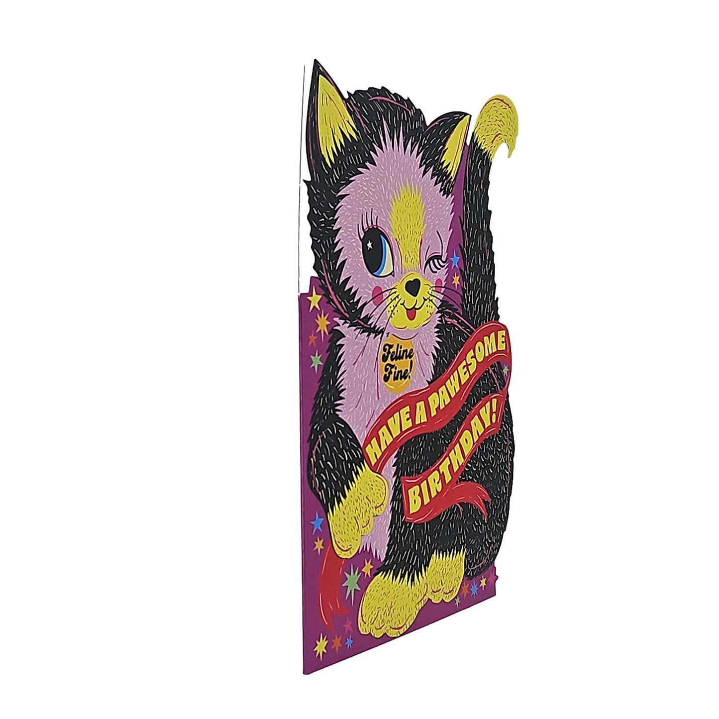 Pawesome Birthday Cat Cutout Birthday Card