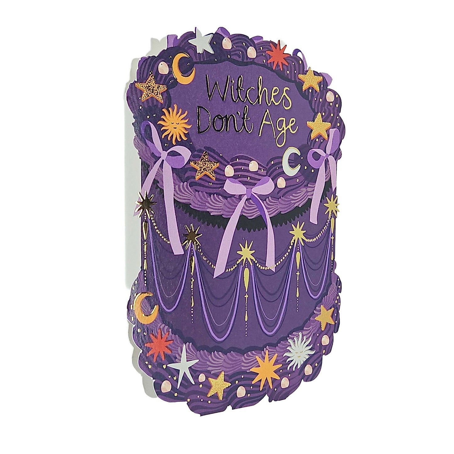 Witches Don't Age Gold Foiled Cutout Cake Birthday Card