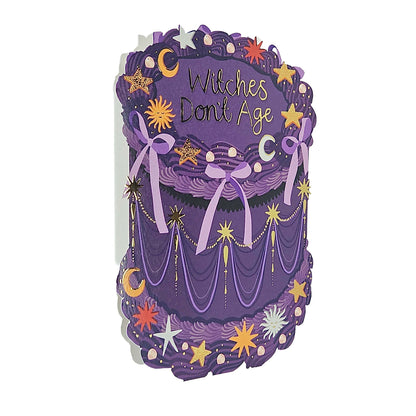 Witches Don't Age Gold Foiled Cutout Cake Birthday Card