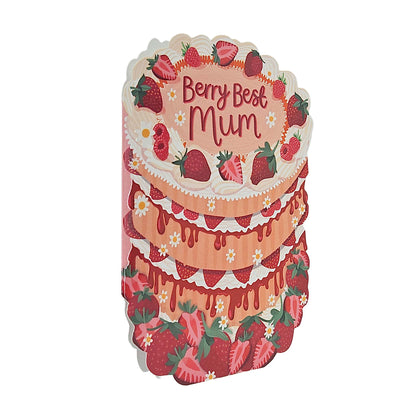 Berry Best Mum Spot Varnish Cutout Cake Mother's Day Card