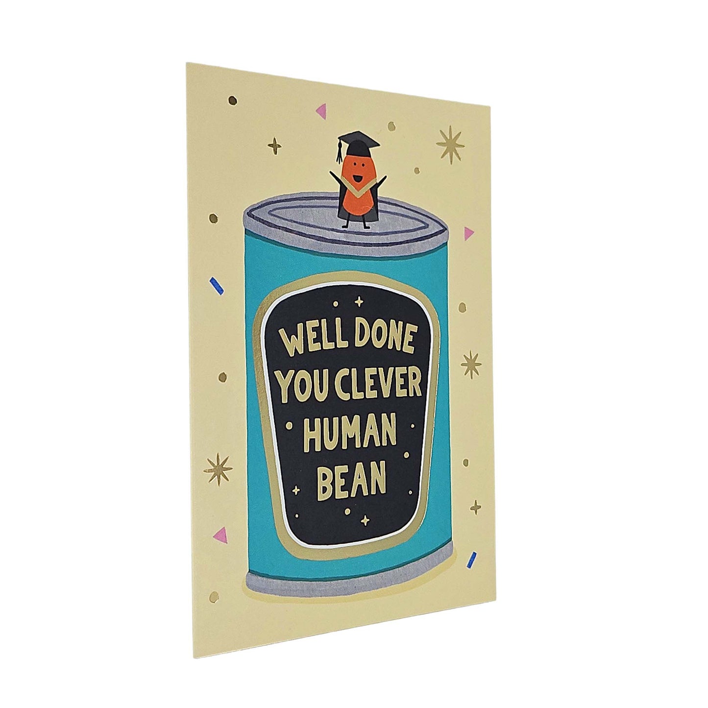Clever Human Bean Gold Foiled Graduation Card