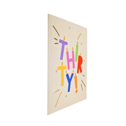 Gold Foiled Thirty! Letter Candles Birthday Card