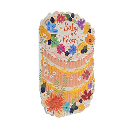 Baby in Bloom Spot Varnish Cutout Cake Pregnancy Card