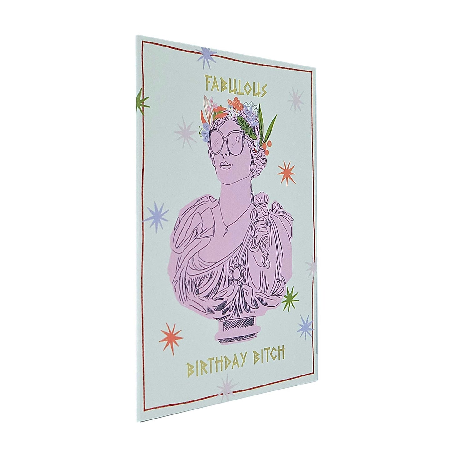Fabulous Birthday Bitch Greek Goddess Gold Foiled Birthday Card