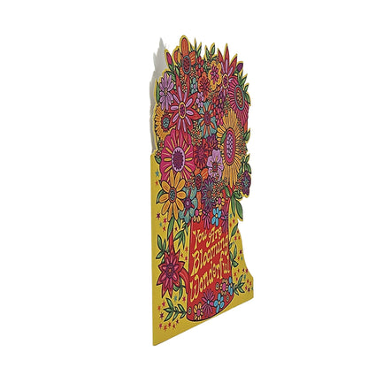 Blooming Wonderful Psychedelic Flowers Cutout Card