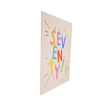 Gold Foiled Seventy! Letter Candles Birthday Card